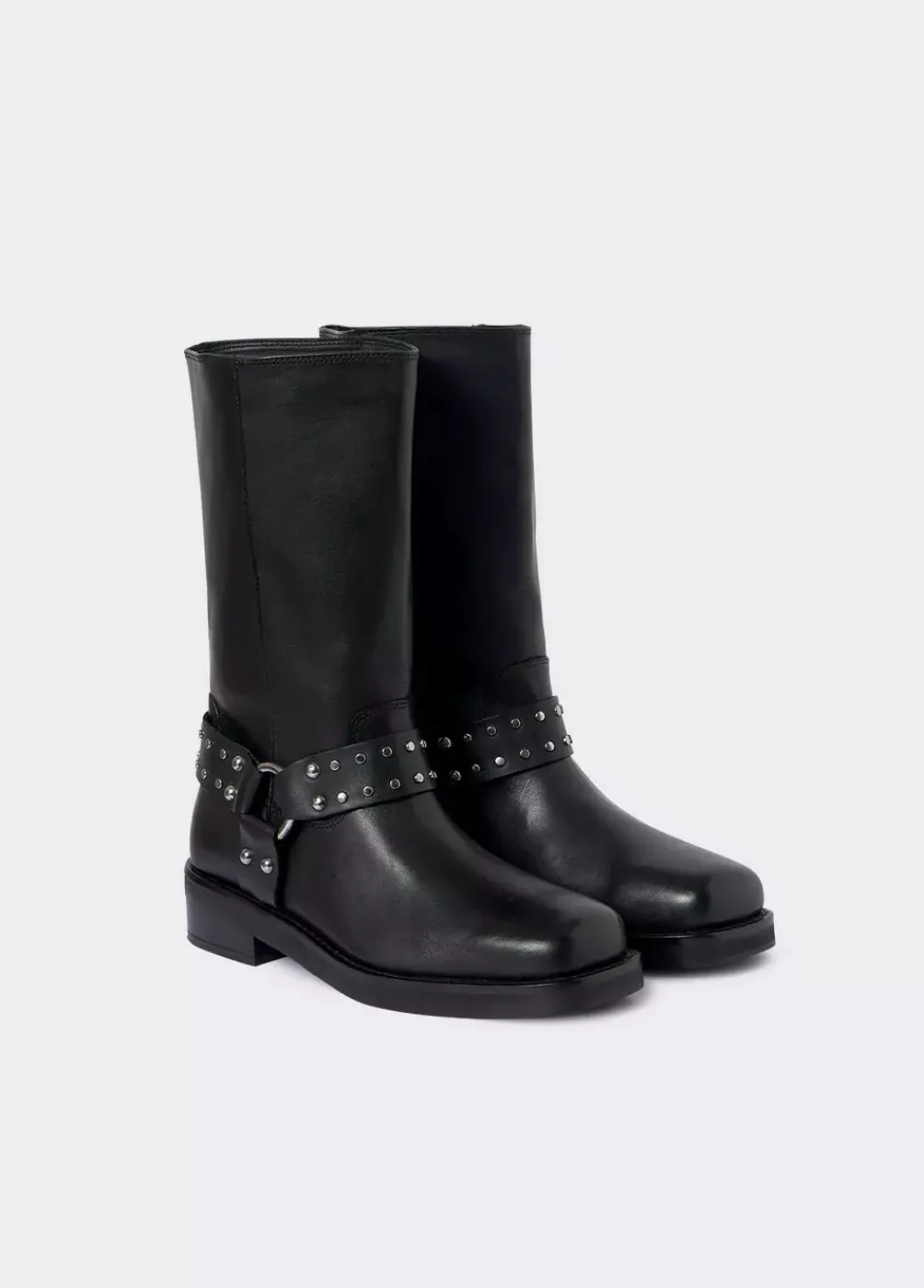 Bota Biker Tachas Punta Cuadrada Piel-Brownie Spain Clearance