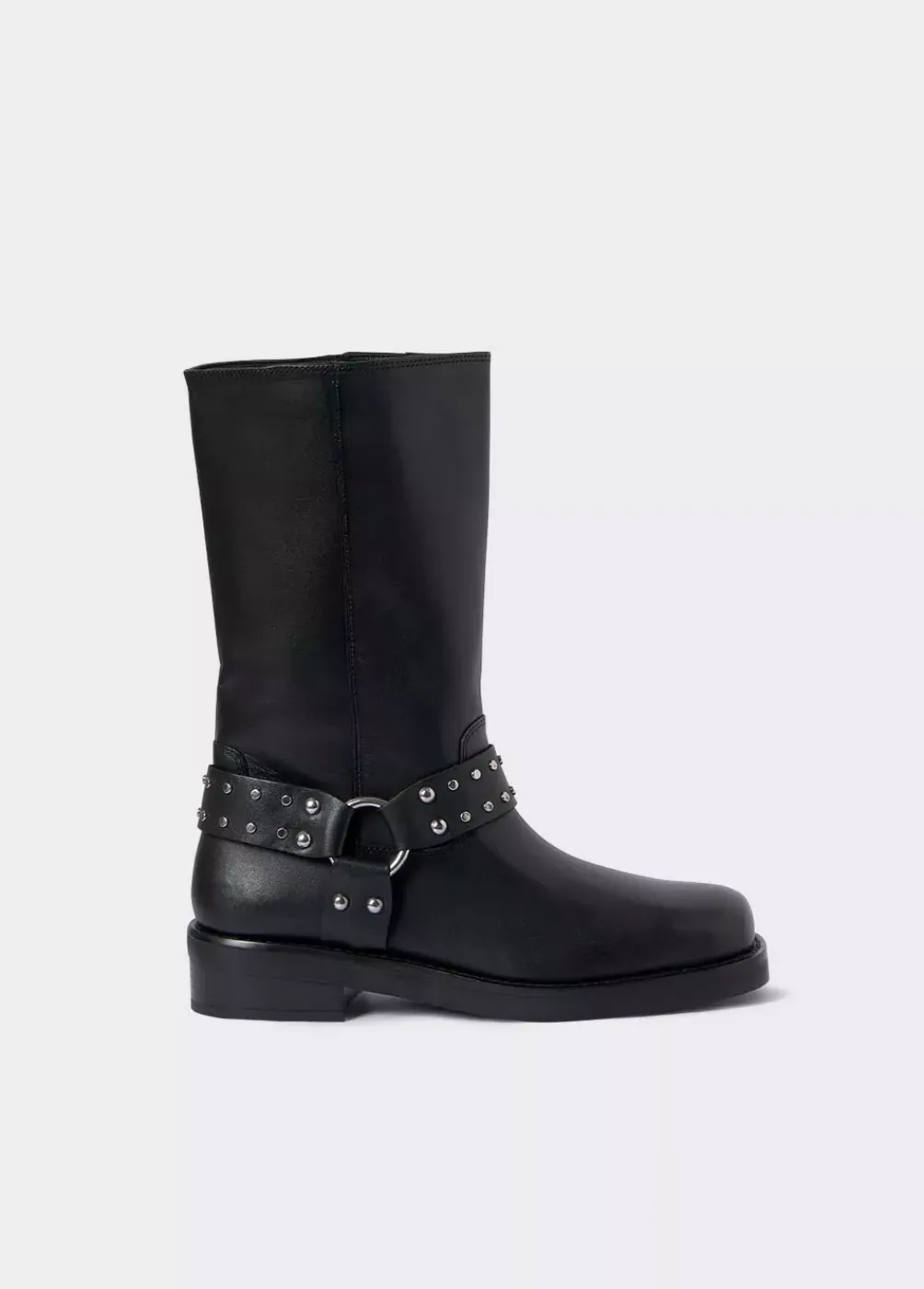 Bota Biker Tachas Punta Cuadrada Piel-Brownie Spain Clearance