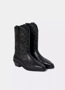 Bota Cowboy Pespuntes Contraste Piel-Brownie Spain New
