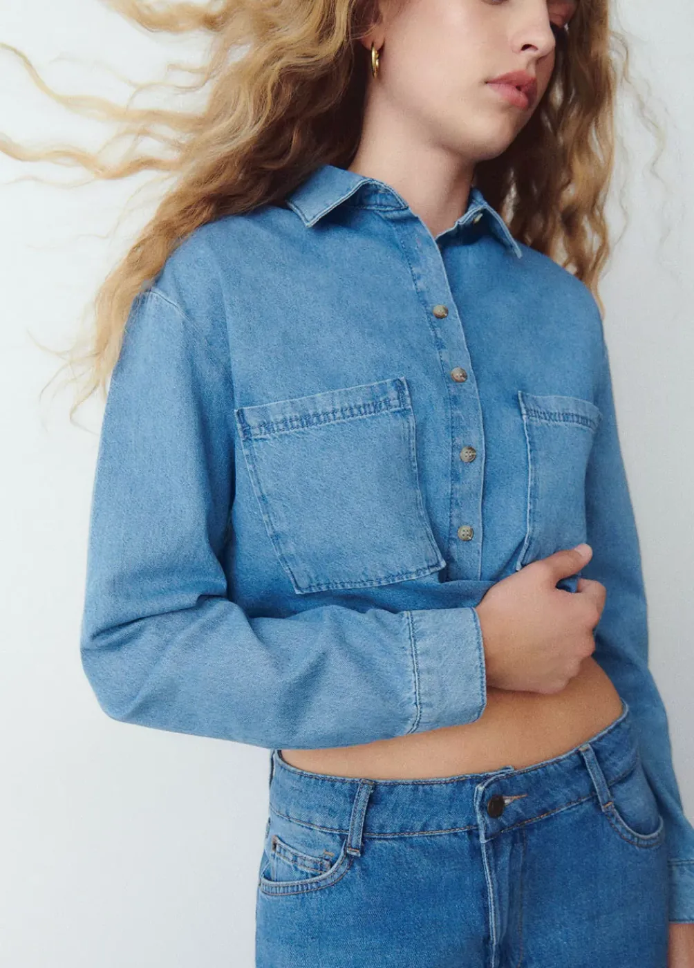 Camisa Denim Cropped-Brownie Spain Sale